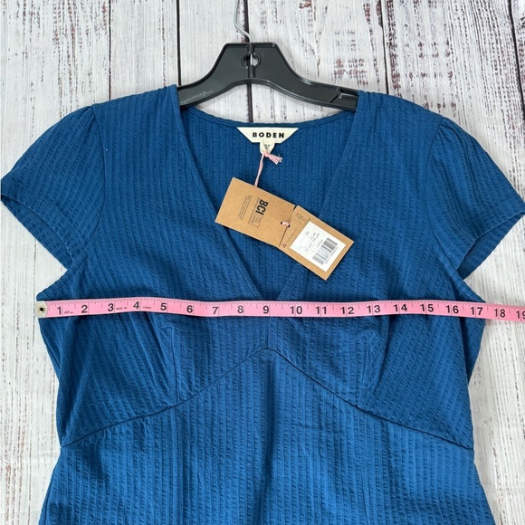 BODEN Womens Seersucker Jersey Tea Dress 8r Blue Jersey Cotton Cap Sleeve D0727 - Picture 5 of 8